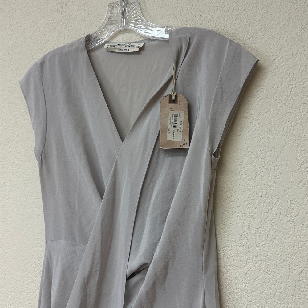 All Saints NWT 100% Silk Sleeveless mini Dress size XS - Picture 4 of 5